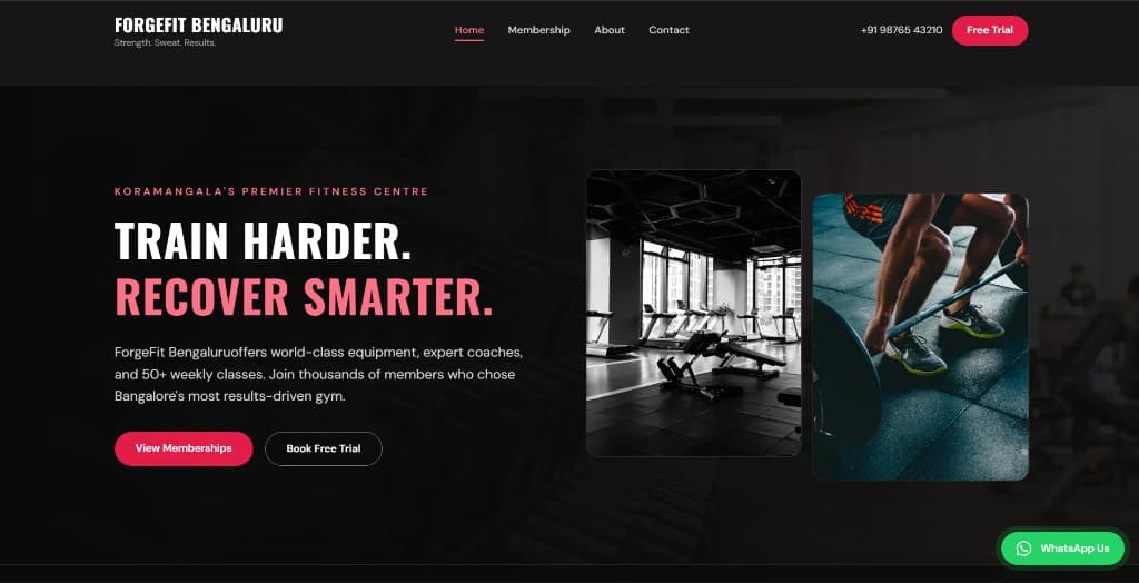 ForgeFit Bengaluru website preview